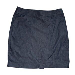 Ann Taylor Factory Wrap Front Chambray Pencil Skirt-Blue-12P-GUC